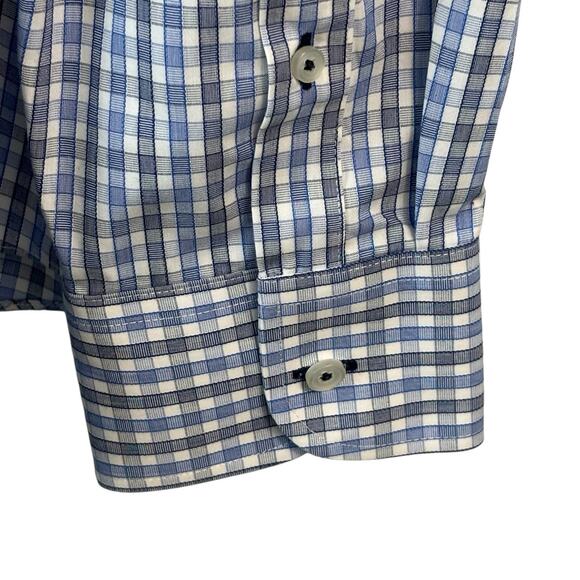 Untuckit Mens Shirt XXL Blue White Plaid Long Sleeve Business Casual Stretch - Picture 3 of 8